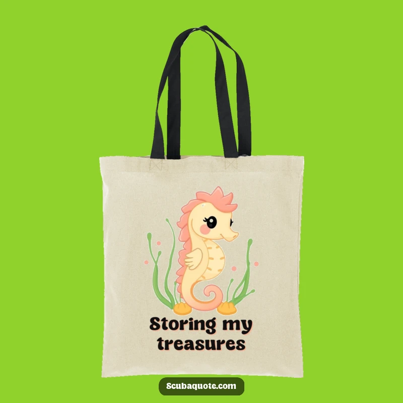 Funny Happy Seahorse Tote Bag - Durable Ocean Swimmer Bag, Perfect Humorous Gift